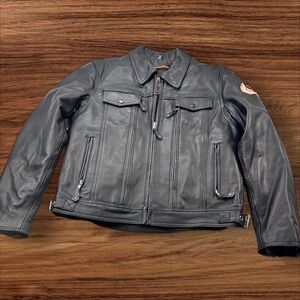 First Classic Leather Motorcycle Jacket Biker Padded Black Women's M Love‎ Ride